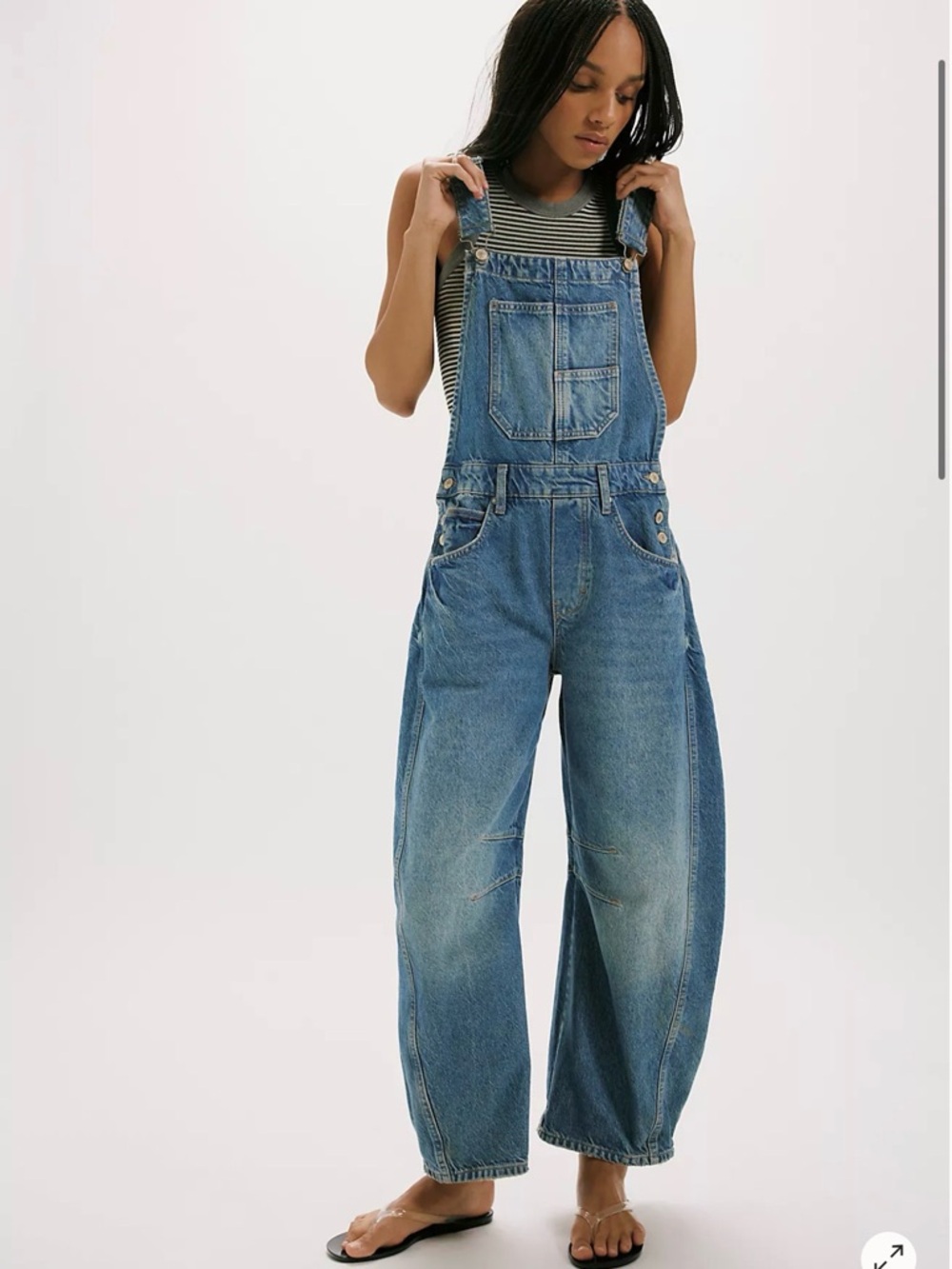 Free People Relaxed Washed Blue Denim Overalls - worn once
